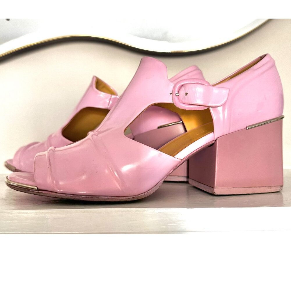 Balenciaga Pink Shoes, Cutout Patent Leather, Block Heel. Size 39 (8.5 US) - Picture 15 of 16